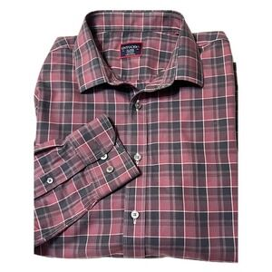 UNTUCKit Keaton WF Men's XL Red Gray Black Plaid Long Sleeve‎ Button Shirt